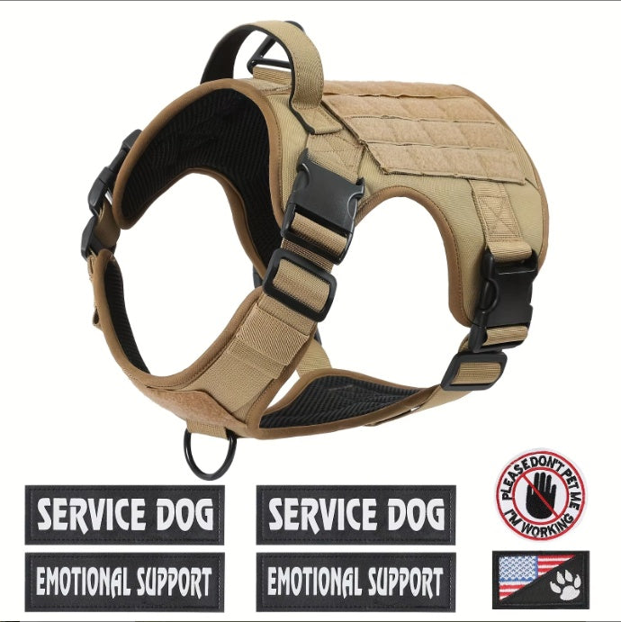 Tactical Service Dog Harness Vest Adjustable Reflective.