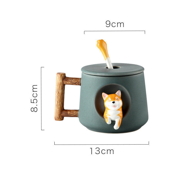 Creative Ceramic Personality Cute Mug with Lid and Spoon.