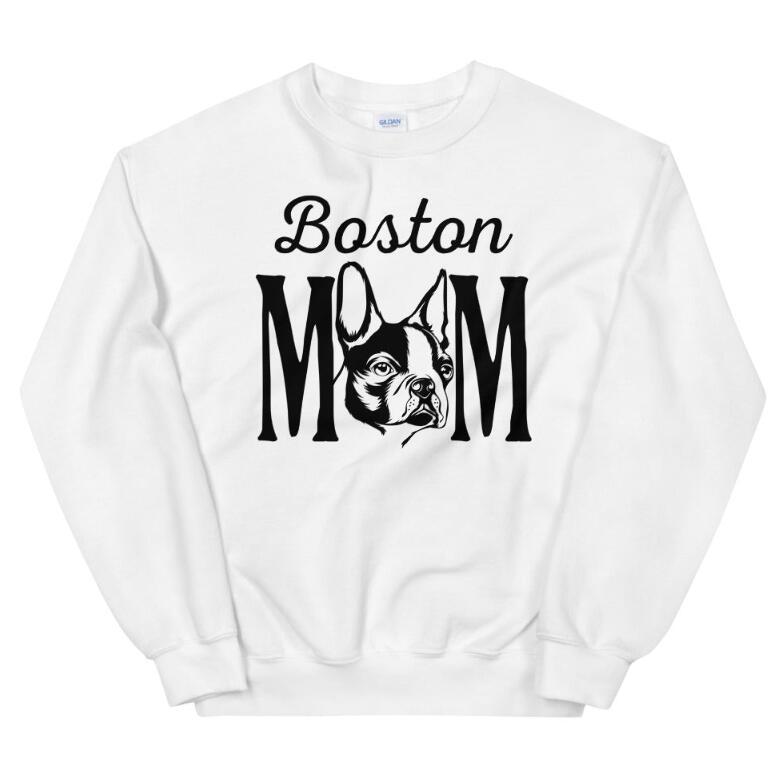 Boston Terrier Printed Round Neck Loose-fitting Casual Pullover