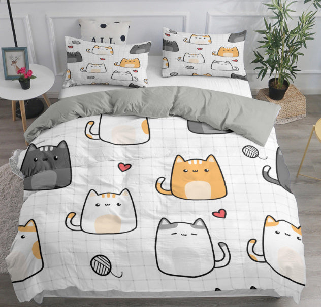 Cute Cat Print Cartoon Bedding