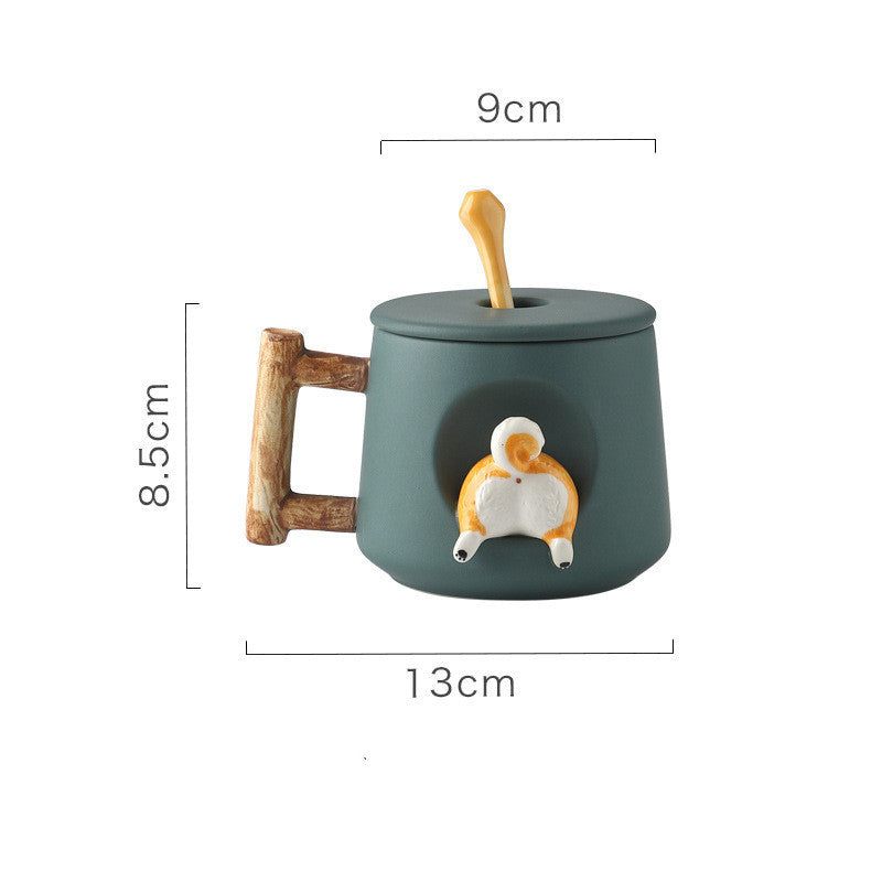 Creative Ceramic Personality Cute Mug with Lid and Spoon.