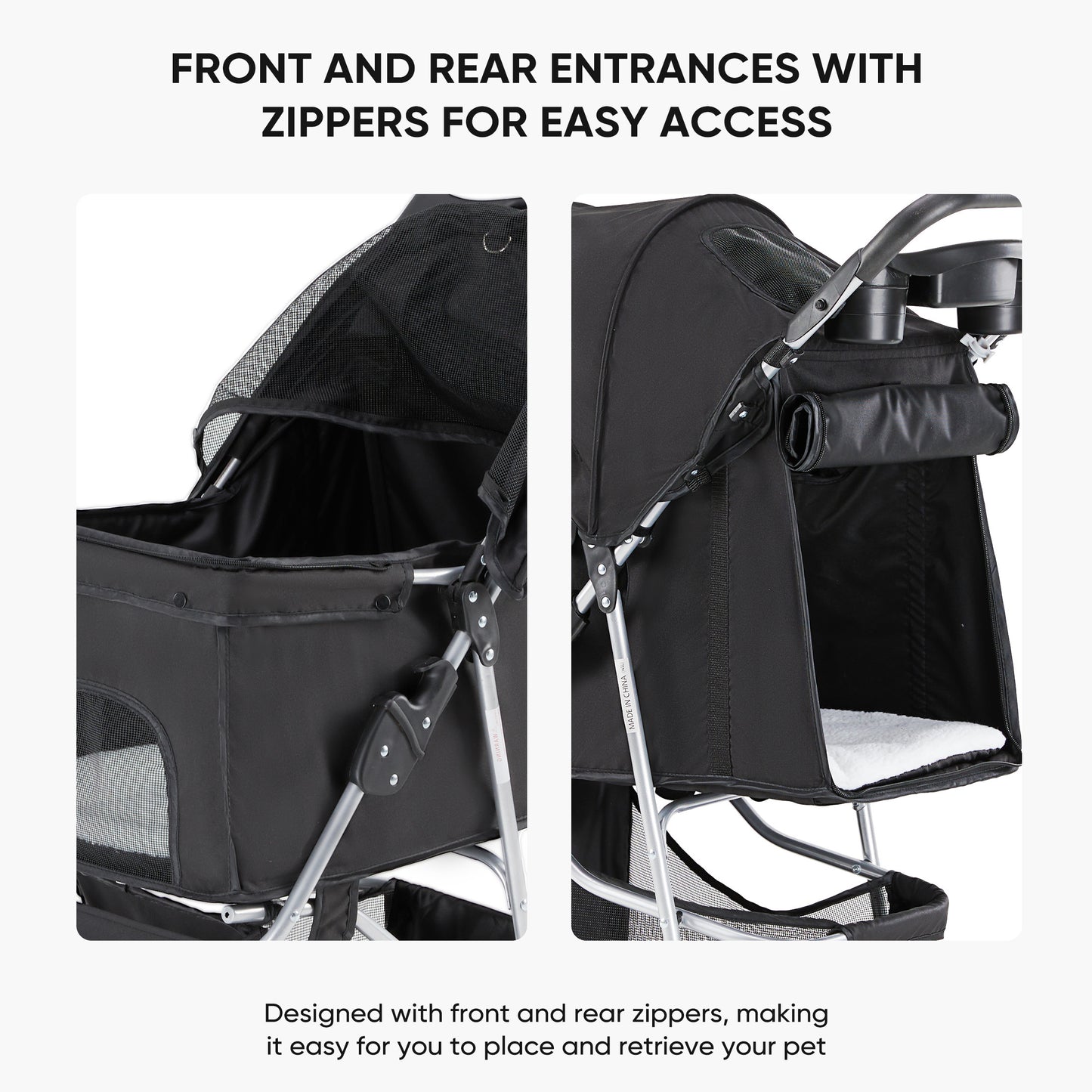 Black Pet Stroller for Cat and Dog