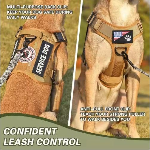 Tactical Service Dog Harness Vest Adjustable Reflective.