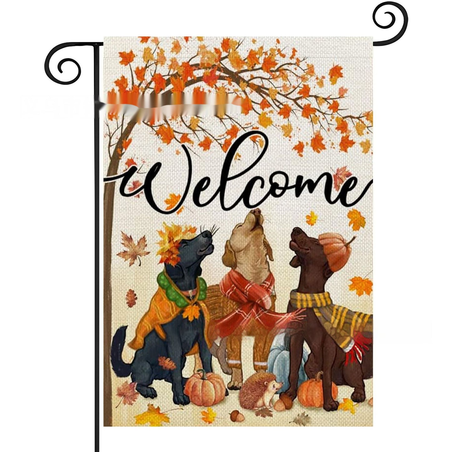 Dogs And Cats Pattern Decorative Linen Garden Banner