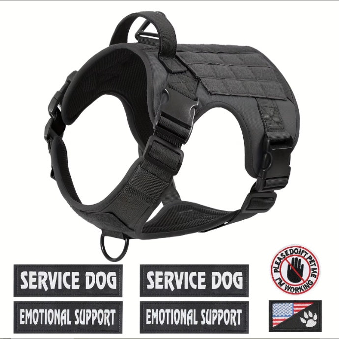 Tactical Service Dog Harness Vest Adjustable Reflective.