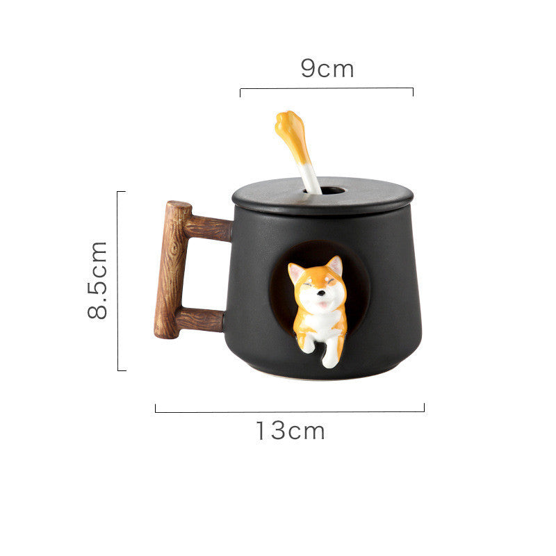 Creative Ceramic Personality Cute Mug with Lid and Spoon.