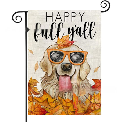 Dogs And Cats Pattern Decorative Linen Garden Banner