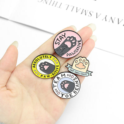 Cartoon Caring Cat Paw Dog Paw Badge