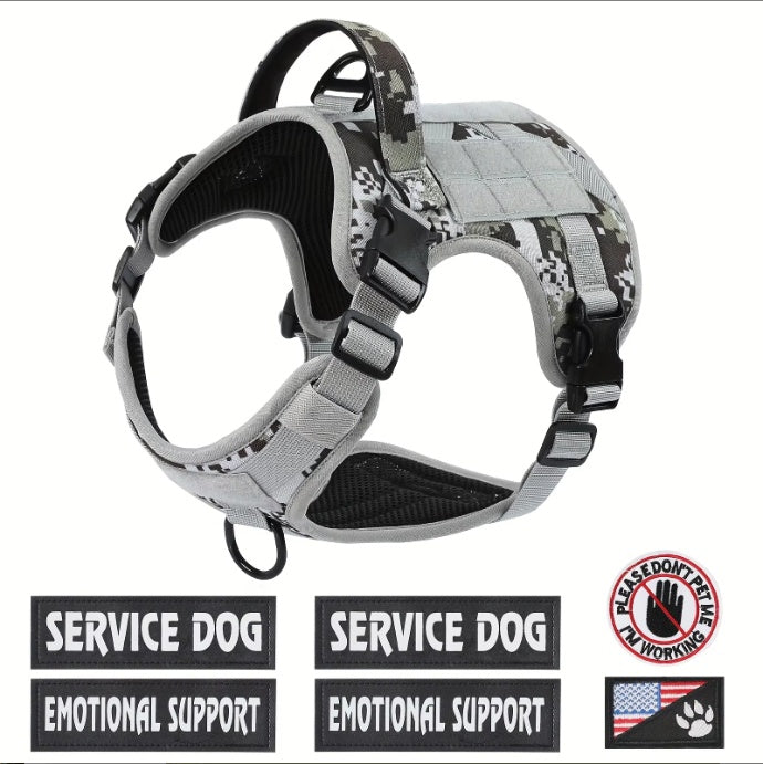 Tactical Service Dog Harness Vest Adjustable Reflective.
