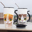 Ceramic Cat Mug with Lid and Straw.