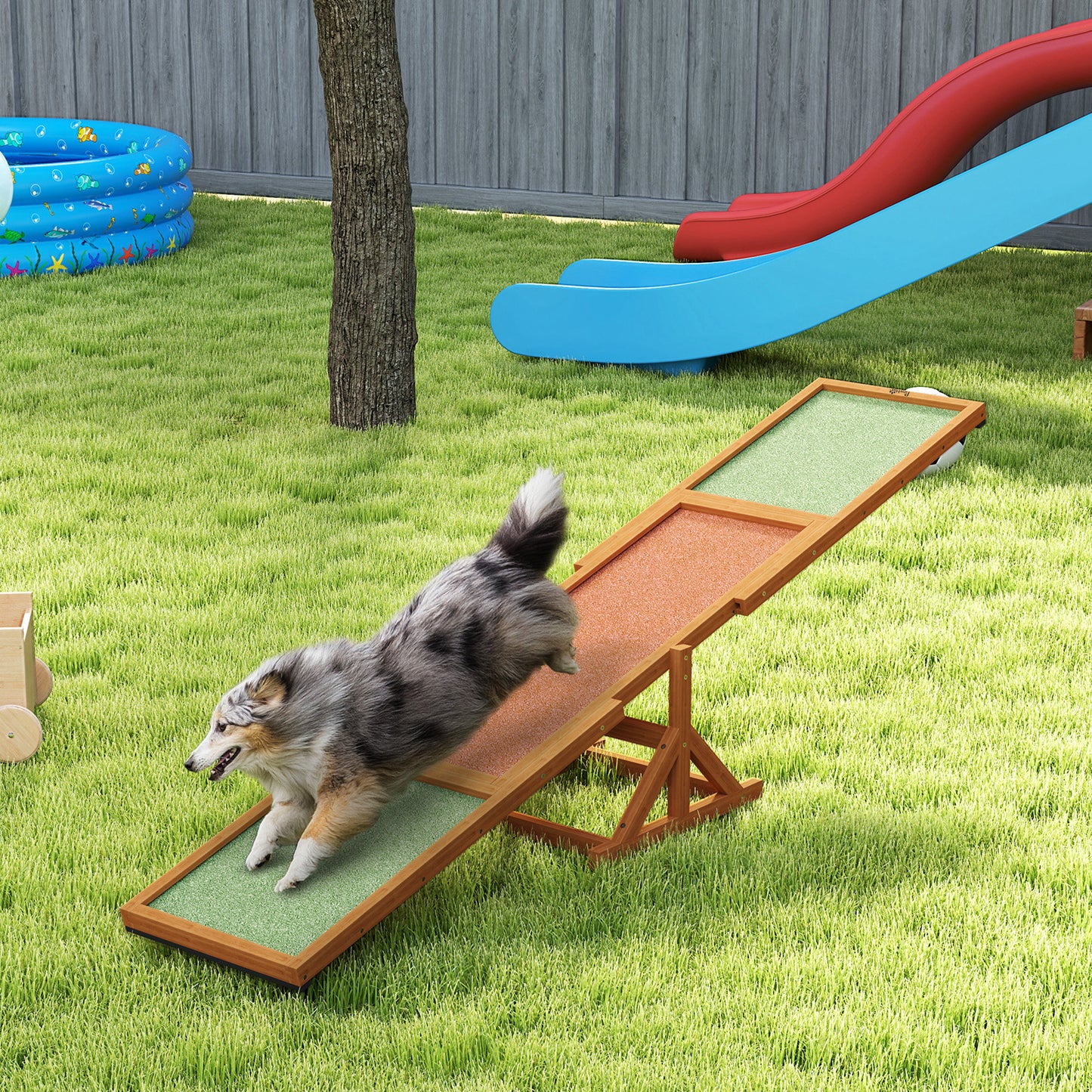 Wooden Dog Agility Seesaw for Training and Exercise, Weather Resistant.