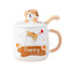 Cartoon Cat Mug with Lid and Spoon Cute Ceramic.