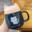Household Cute Cat Ceramic Mug with Lid.