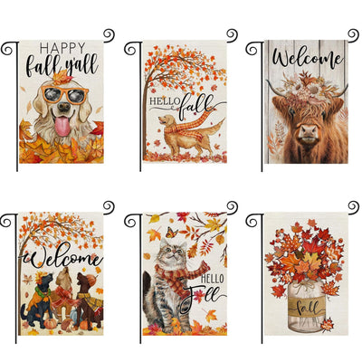 Dogs And Cats Pattern Decorative Linen Garden Banner