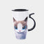 Ceramic Cat Mug with Lid and Straw.