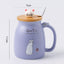 Color Cartoon Tea Cup With Lid Kitten Ceramic Mug