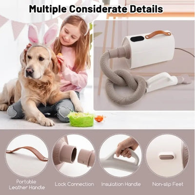 Dog and Cat Hair Blower with Negative Ion Function and Adjustable Temperature.