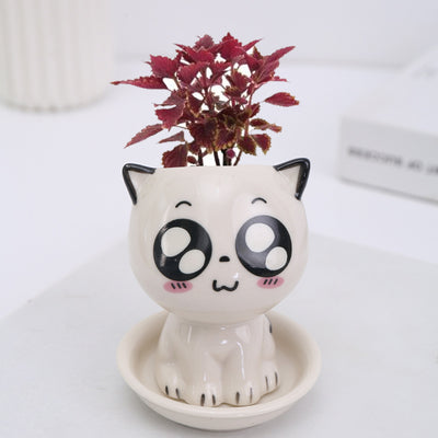 White Ceramic Cartoon Cat Decoration