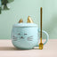 Cat Ceramic Phone Holder Mug with Cover and Spoon.
