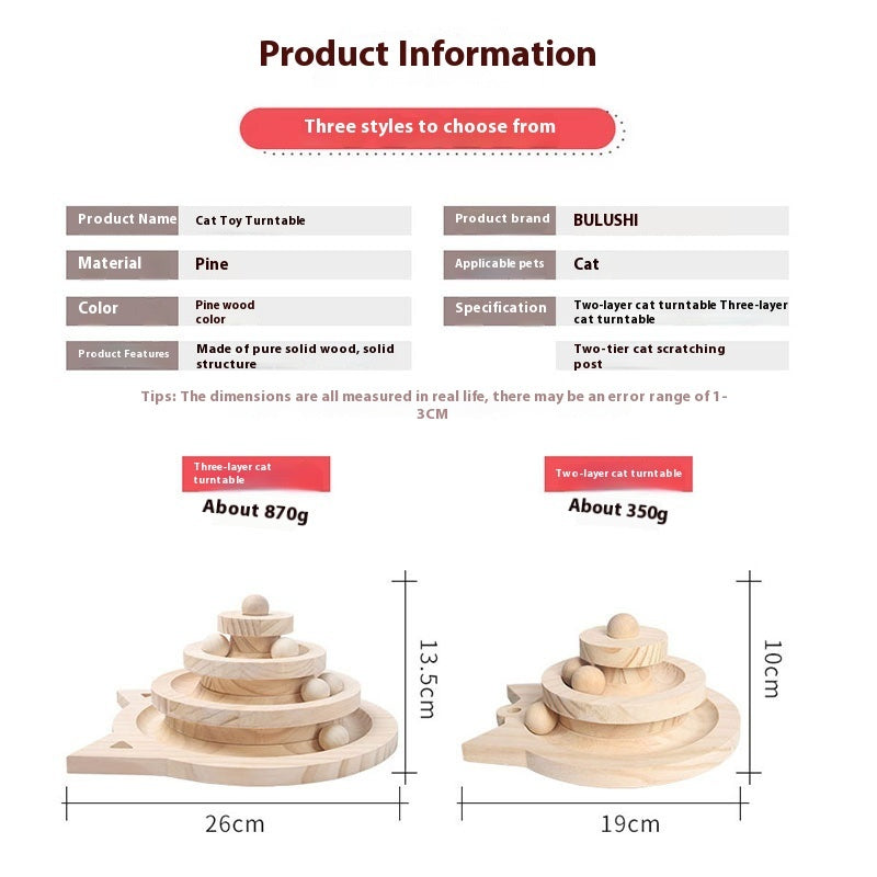 Toy Solid Wood Turntable Self-Hi Cat Teaser