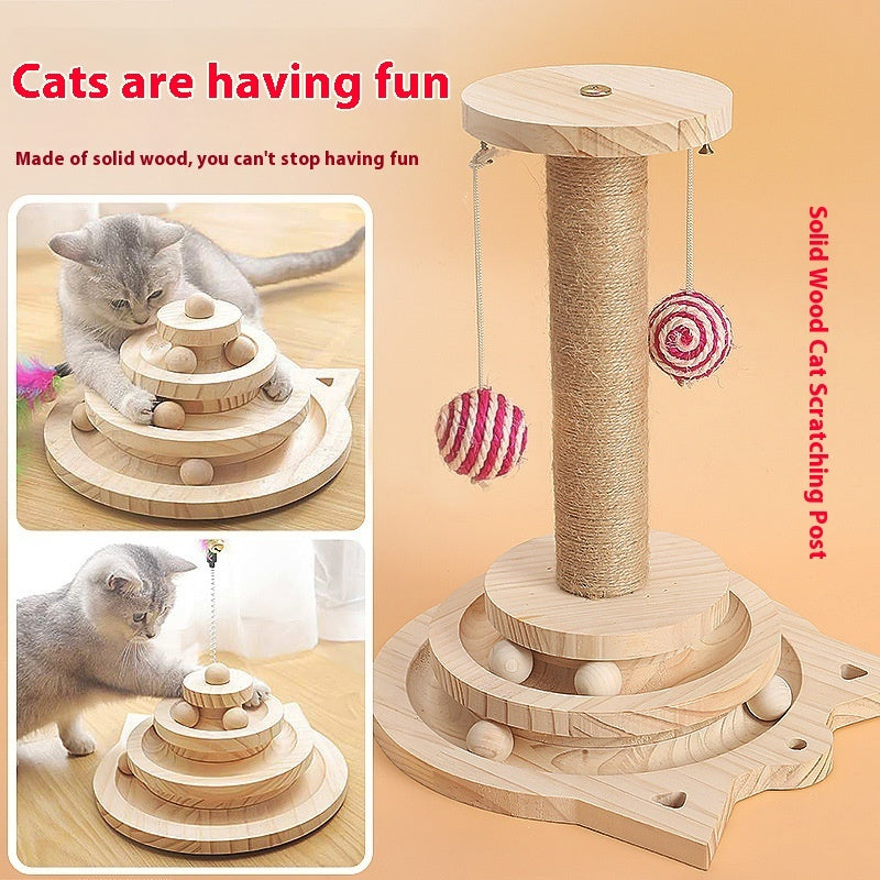 Toy Solid Wood Turntable Self-Hi Cat Teaser